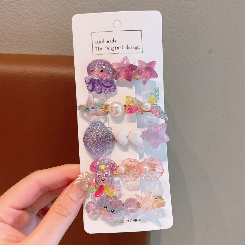 Ocean Princess Mermaid Starfish Hair clip 5pcs set for Girls