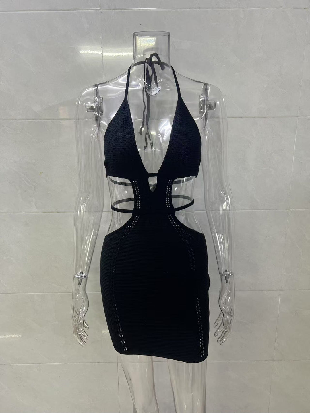 Sexy lace-up halter neck wrap chest beach dress