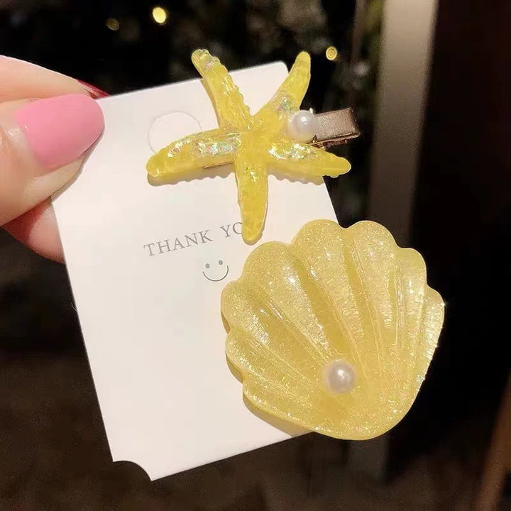 Starfish shell glitter hair clip for beach seaside vacation