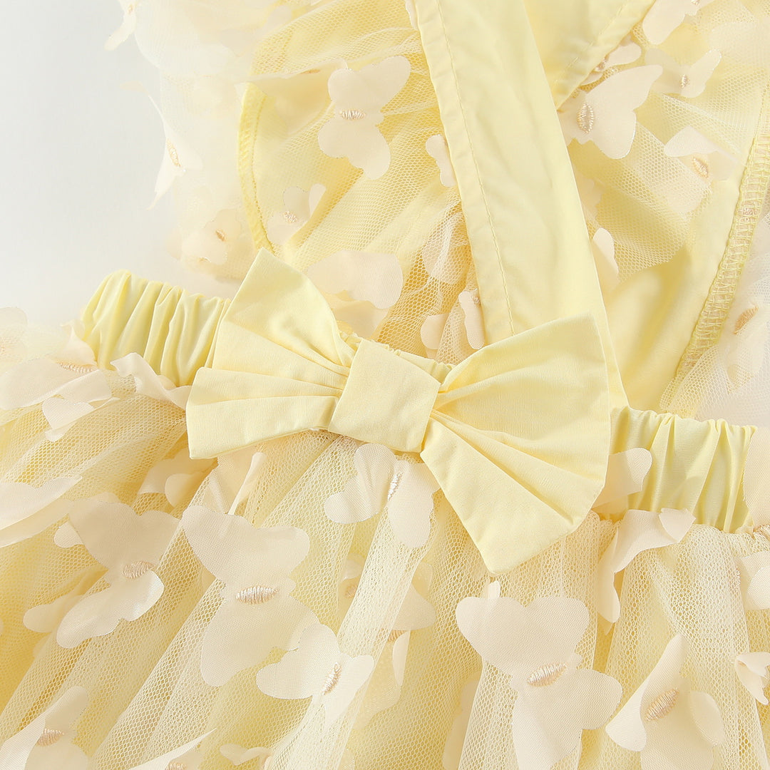 Easter bunny embroidered baby romper with butterfly mesh