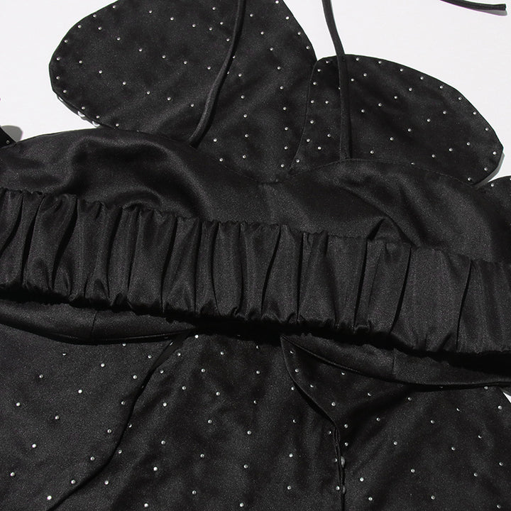 Halter Neck 3D Flower Beaded Pearl Bandeau Top