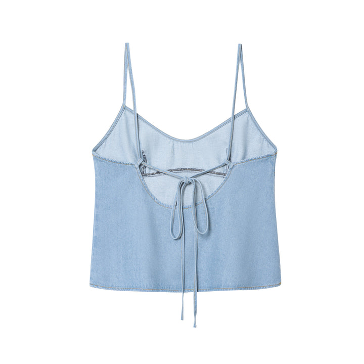 Camisole Bow Top&Mid-Rise Jeans 2pcs set