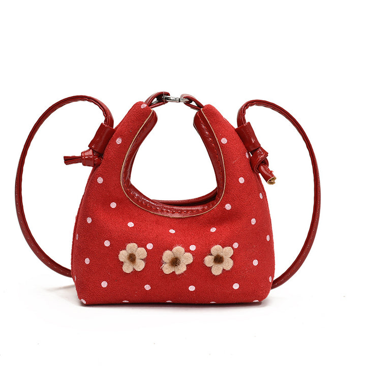 Sweet flower girls handbag polka dot mini crossbody bag