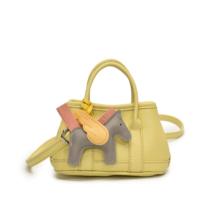 Lychee pattern mini crossbody bag with pony pendant