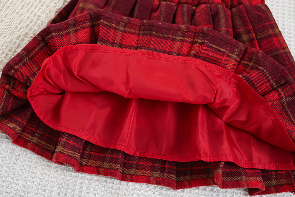 Girls Cute Puppy Sweater&Pleated Skirt 2pcs Set