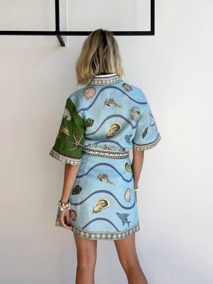 Deep Sea Dreaming Short Sleeve Shirt Dress