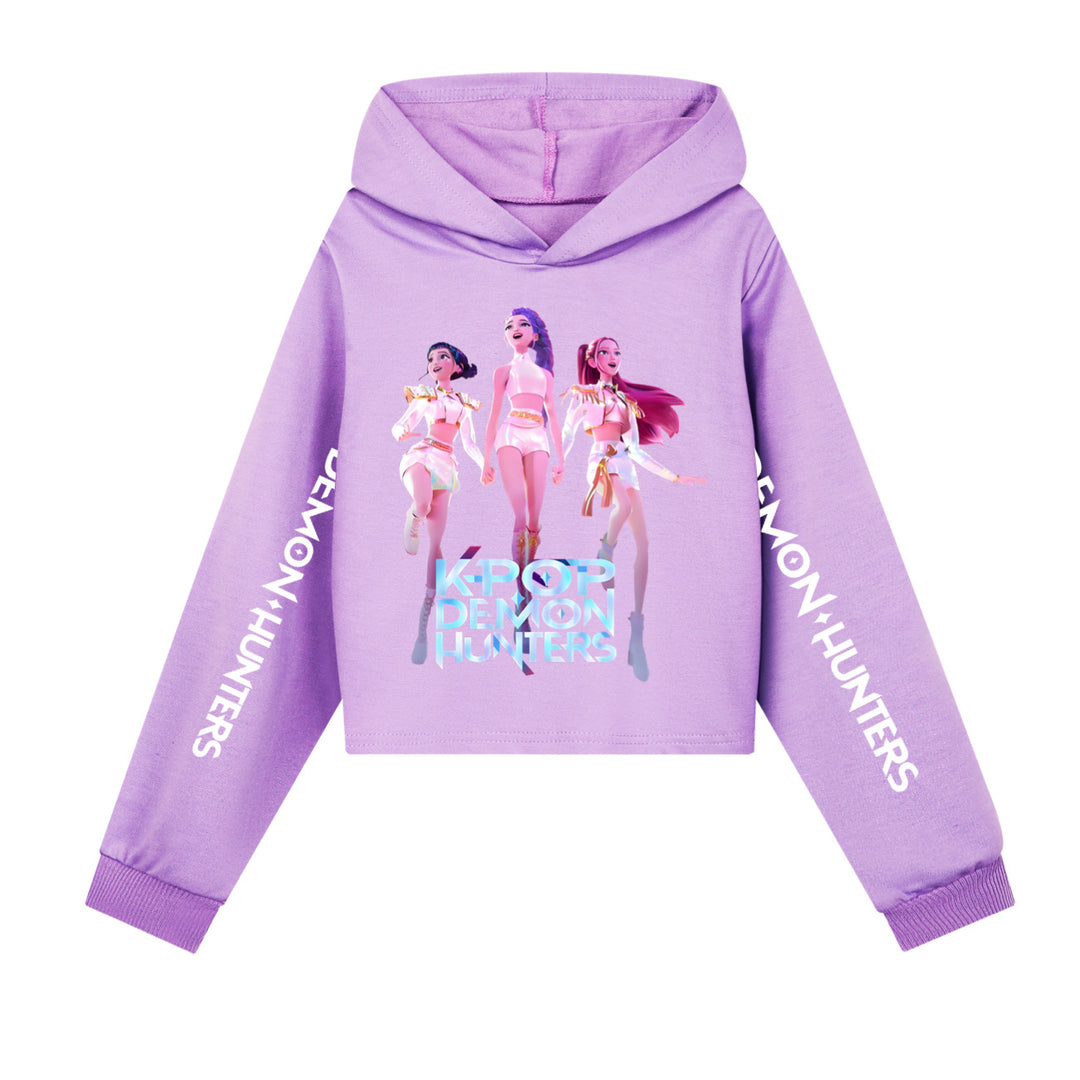 KDH K-pop inspired cropped hooded sweatshirt
