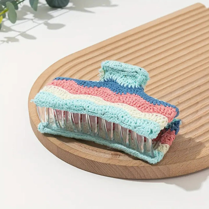 Flower knitted holiday style shark hair clip