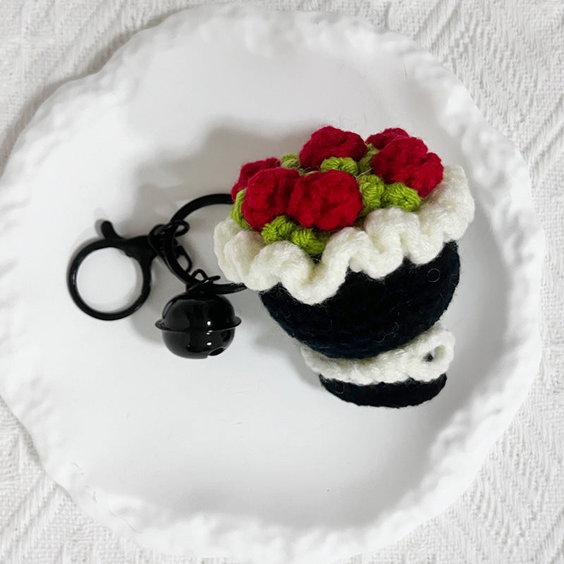 Valentine's Creative hand-woven rose bouquet bag charm gift