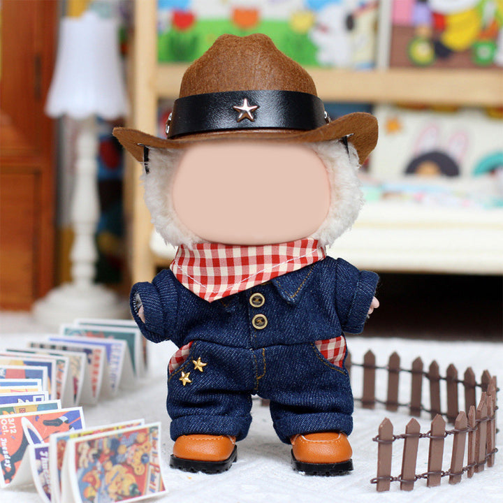 Western cowboy denim suit for labubu