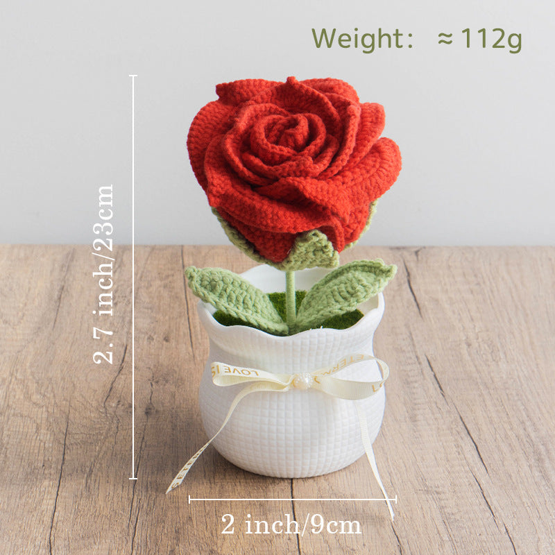 Handmade crochet rose flower ornaments-eternal love