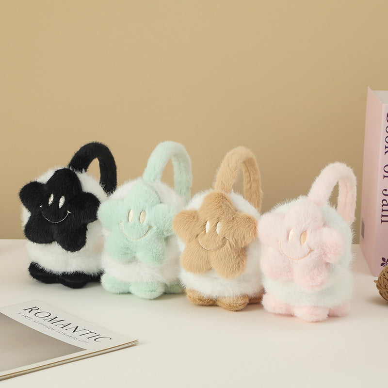 Cute smiley stars plush earwarmers cartoon windproof earmuffs