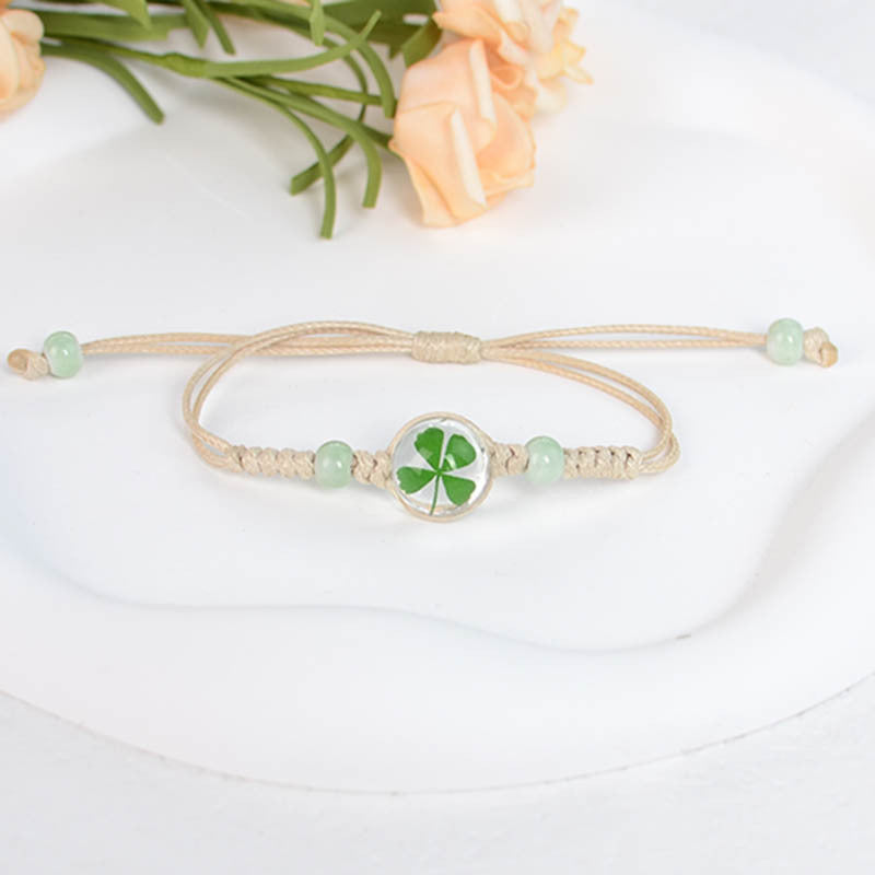 St. Patrick's Day braided beads clover bracelet