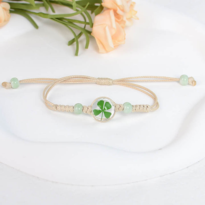 St. Patrick's Day braided beads clover bracelet