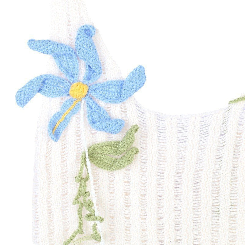 3D flower hollow knitted sleeveless camisole for women