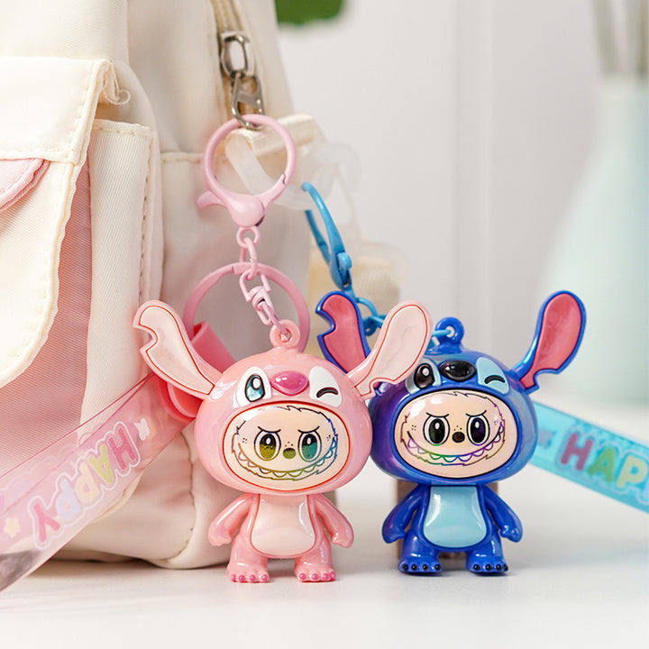Stitch labubu Keychain Cute labubu pendant