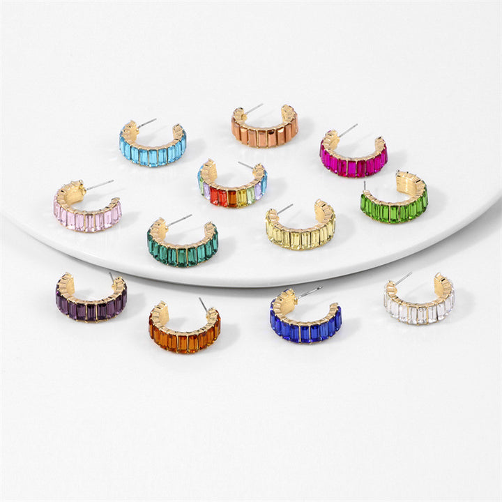 Multicolor crystal Hoops earrings