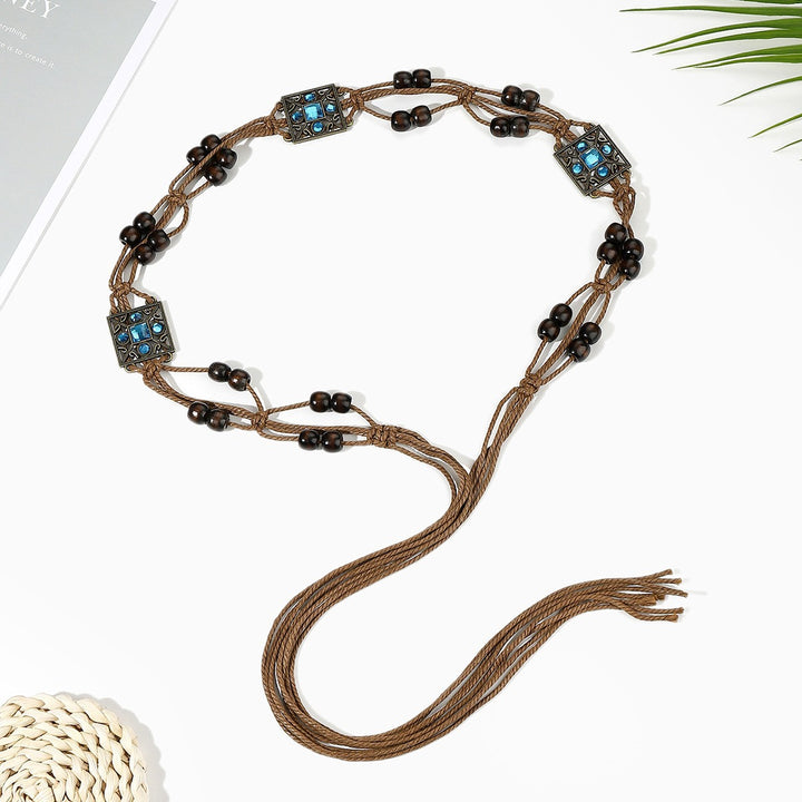 Retro boho waist chain ethnic style braided belt