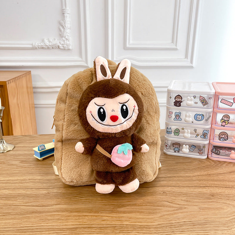 Cartoon labubu furry backpack children's plush backpack