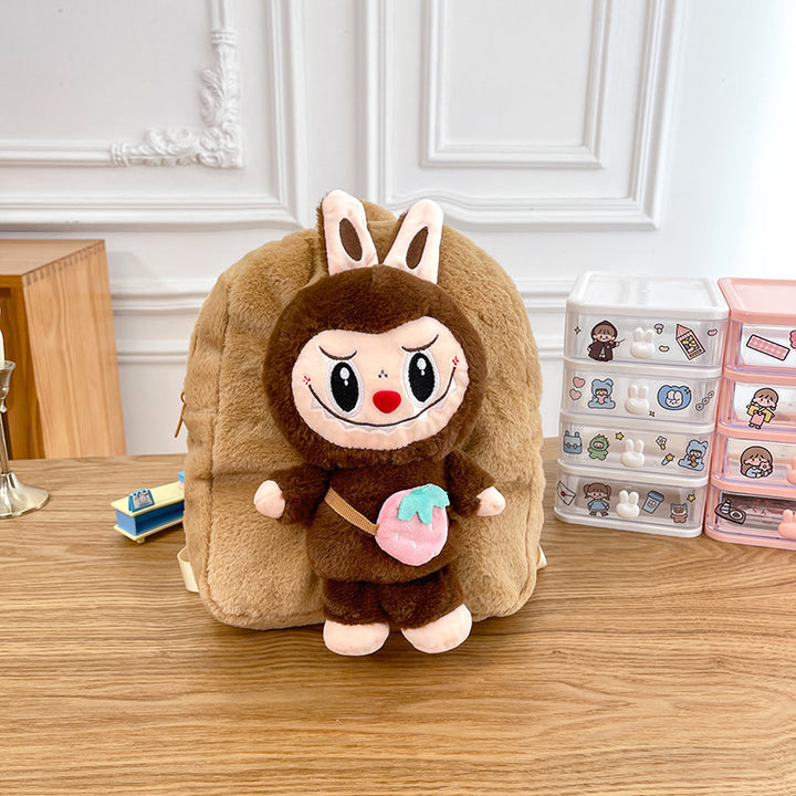 Cartoon labubu furry backpack children's plush backpack