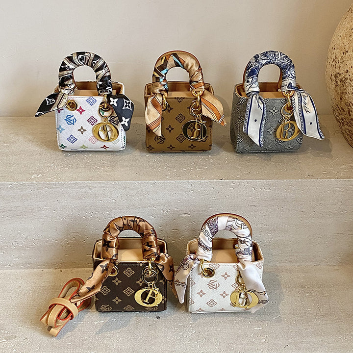 Mini square retro print handbag crossbody bag