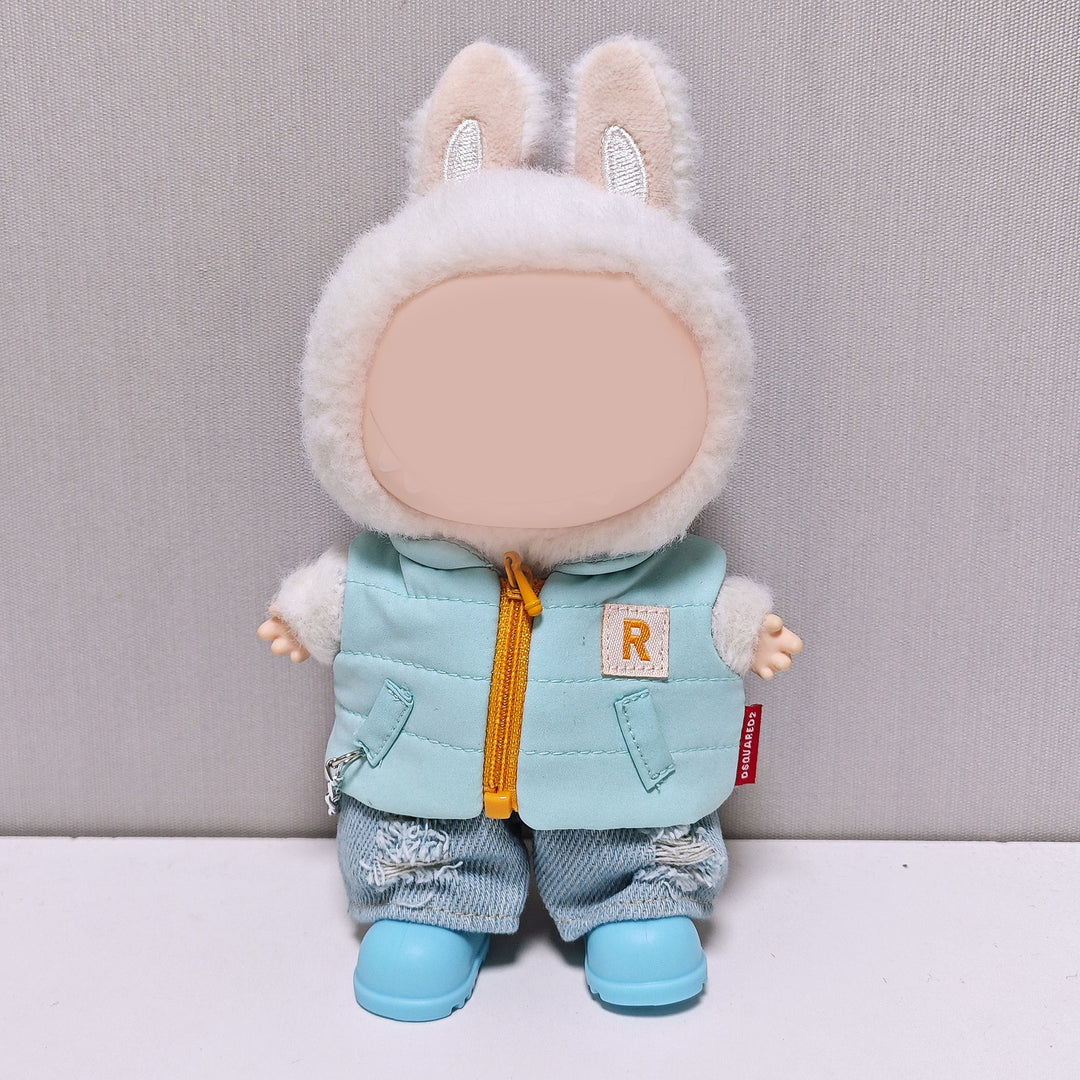 17cm dolls Down vest&jeans set doll clothes