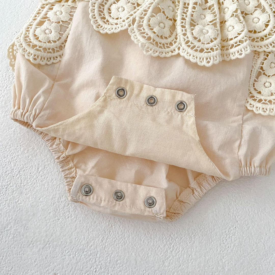 Baby cotton suspender lace romper