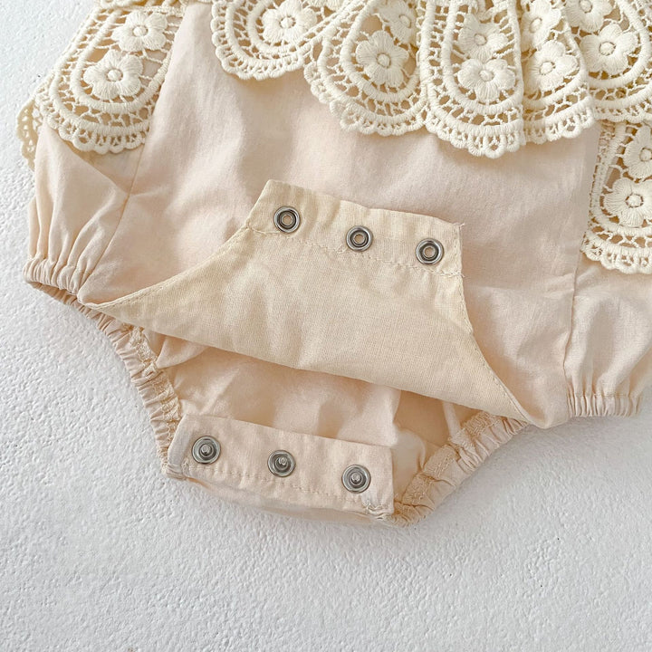 Baby cotton suspender lace romper