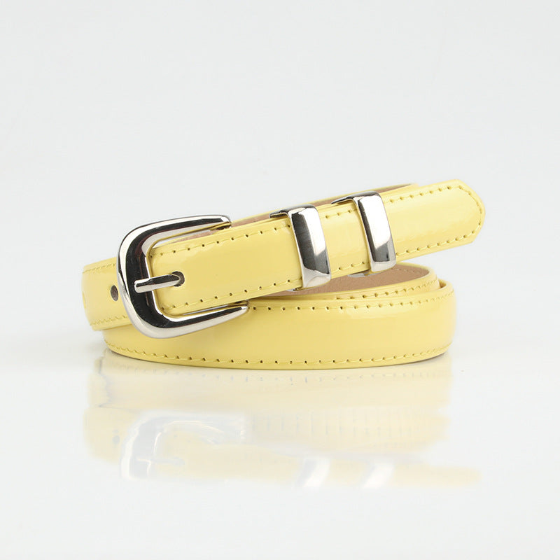 Summer dopamine color women's glossy thin belt