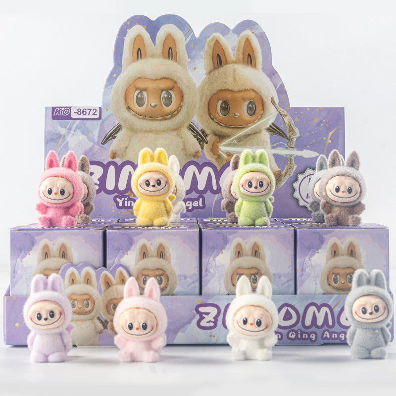 Flocking labubu Ornaments Gift Children's Toys Blind Bag Blind Box
