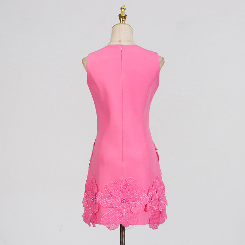 Embroidered flower waisted sleeveless mini dress