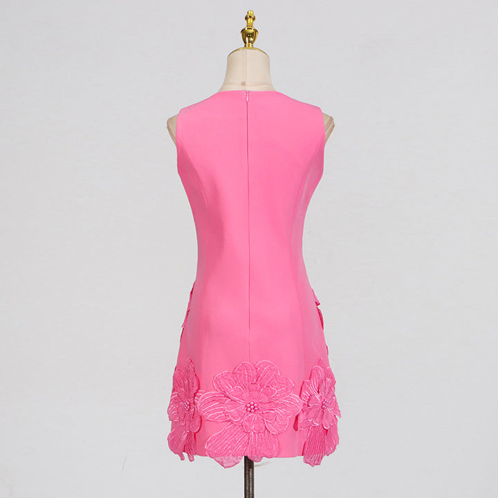 Embroidered flower waisted sleeveless mini dress