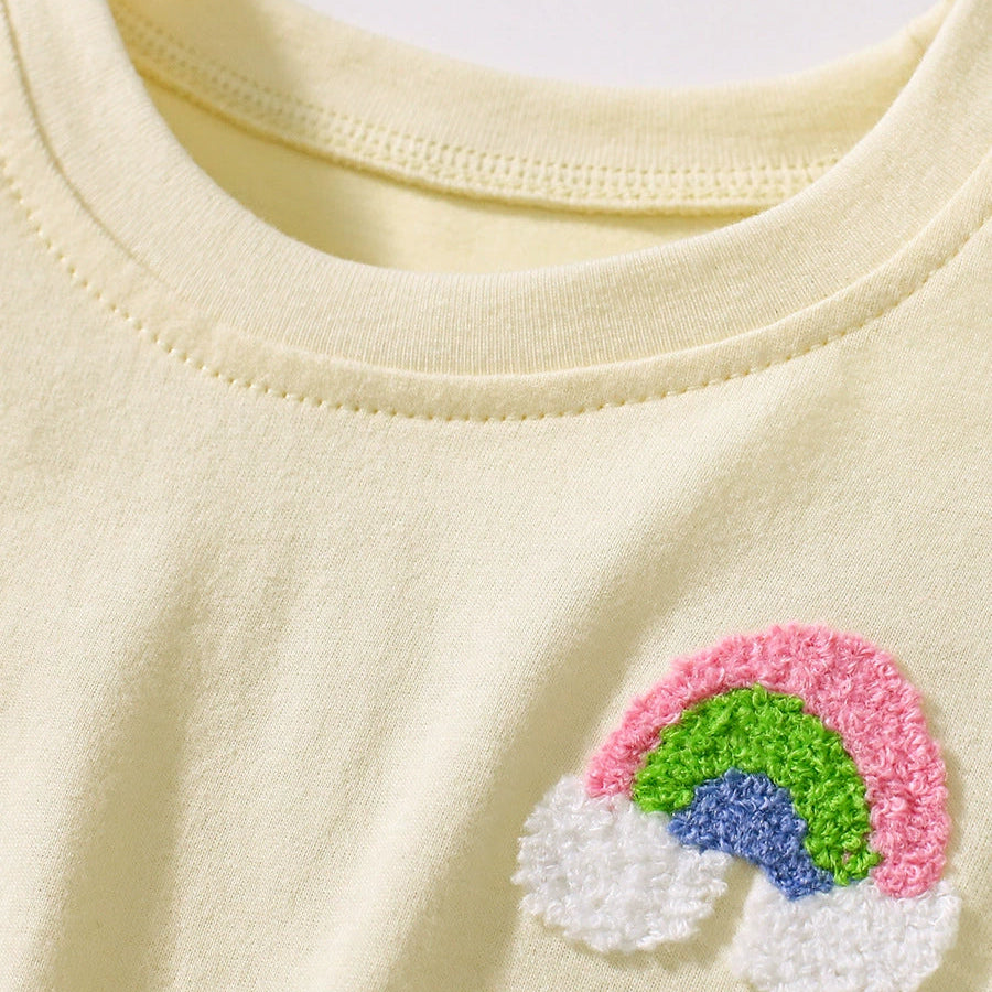 Girls Lotus Sleeve Rainbow mesh dress