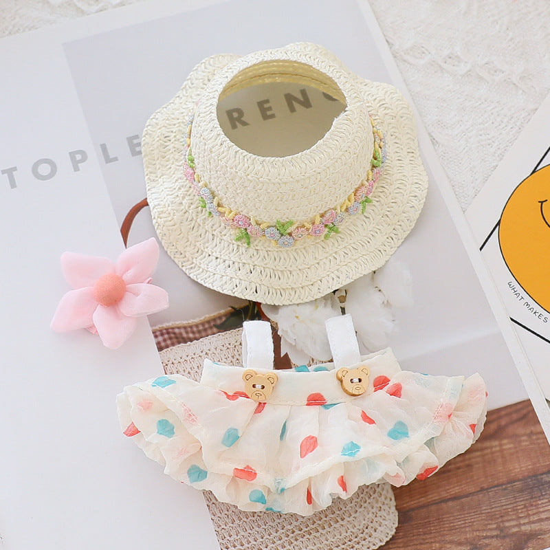 Labubu princess dress with straw hat doll clothes
