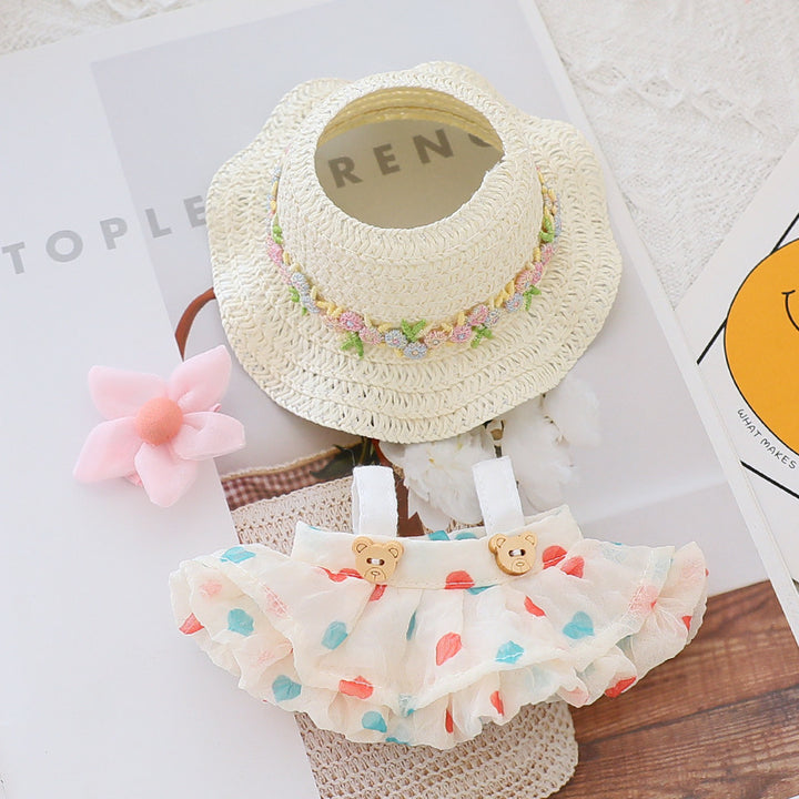 Labubu princess dress with straw hat doll clothes