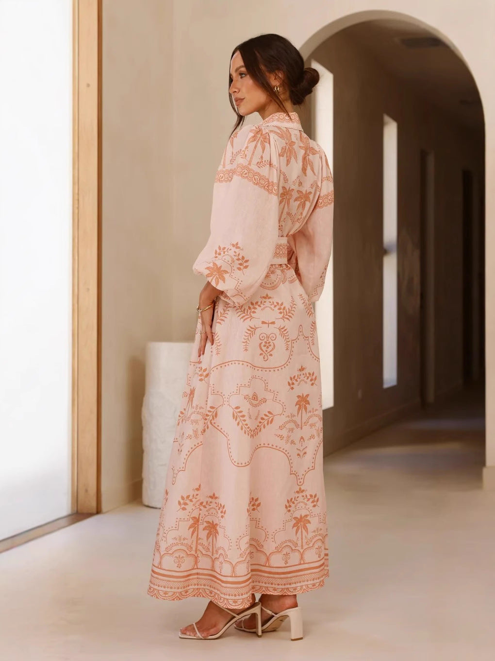 Women Floral Boho Long Sleeve Maxi Dress