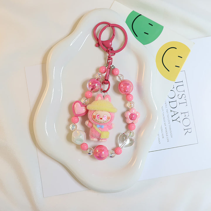 Flocking magic witches labubu Beaded keychain bag pendant gift
