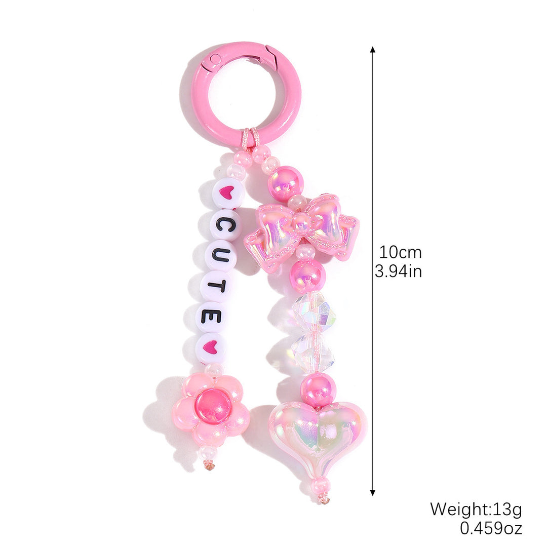 Bow&letter beaded pendant keychain charm gift