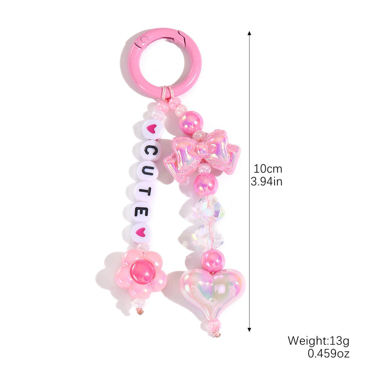 Bow&letter beaded pendant keychain charm gift