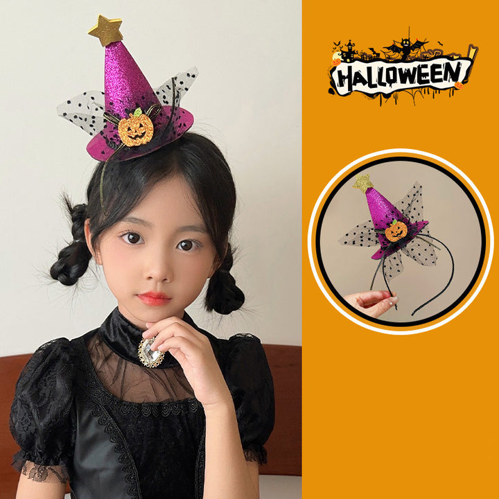 Halloween funny pumpkin witch hat headband for kids