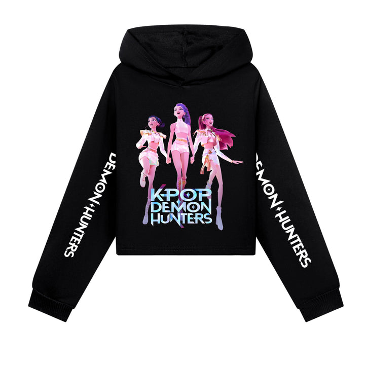 KDH K-pop inspired cropped hooded sweatshirt