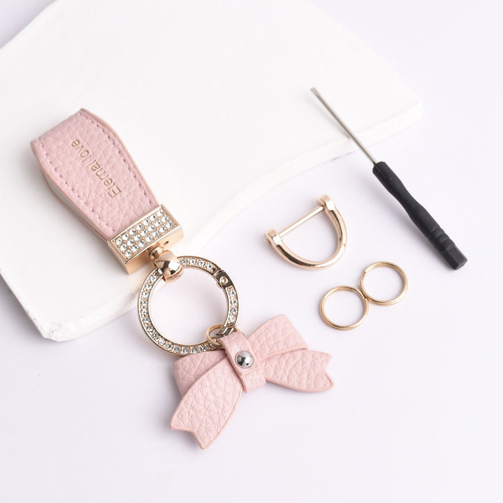 Bow diamond keychain ladies bag decorations pendant