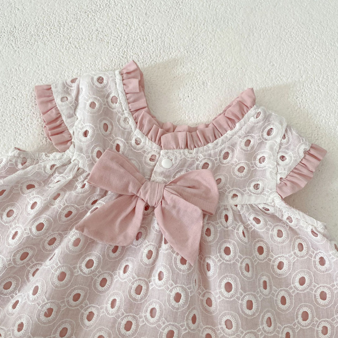 Baby sweet pink cotton romper 2pcs set