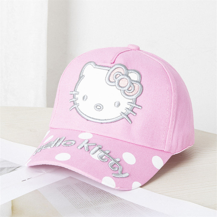 Girls summer kitten embroidered baseball cap
