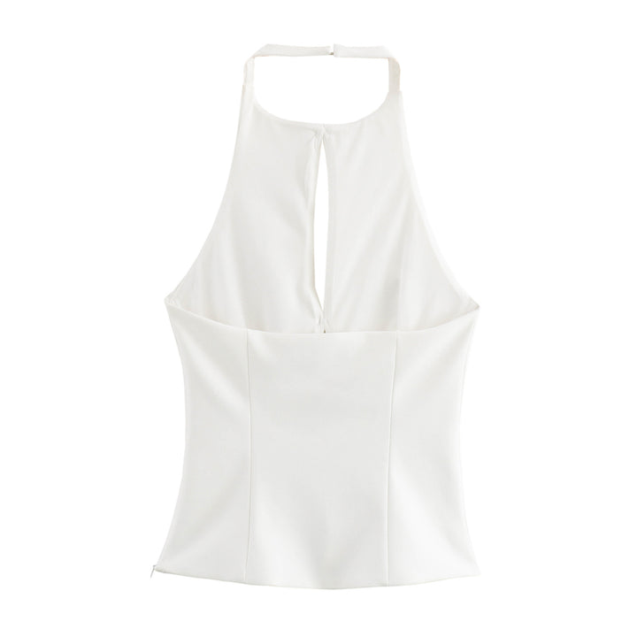 Halter Neck Bow Tie Solid Color sleeveless Top