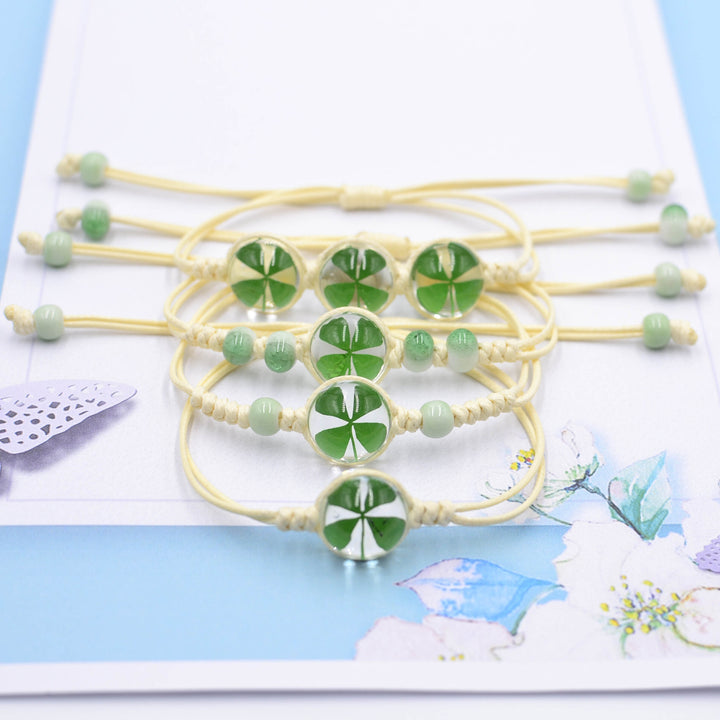 St. Patrick's Day braided beads clover bracelet
