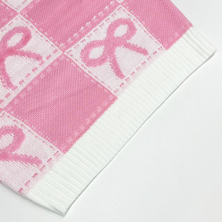 Sweet Christmas pink bow sweater for women