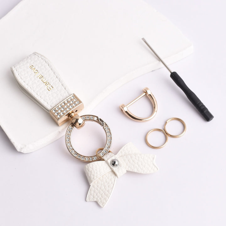 Bow diamond keychain ladies bag decorations pendant