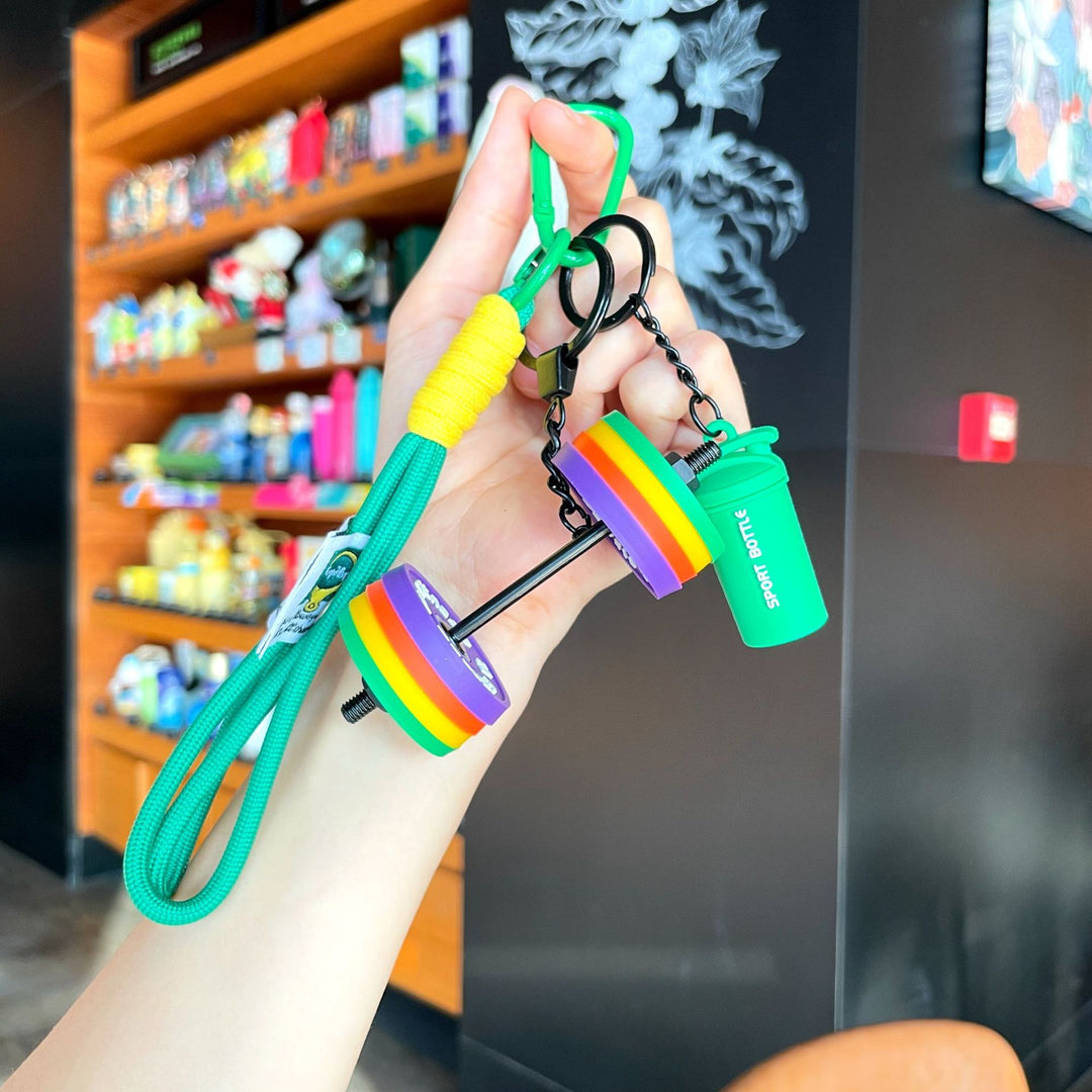 Fitness Series Silicone barbell Keychain Creative Gift