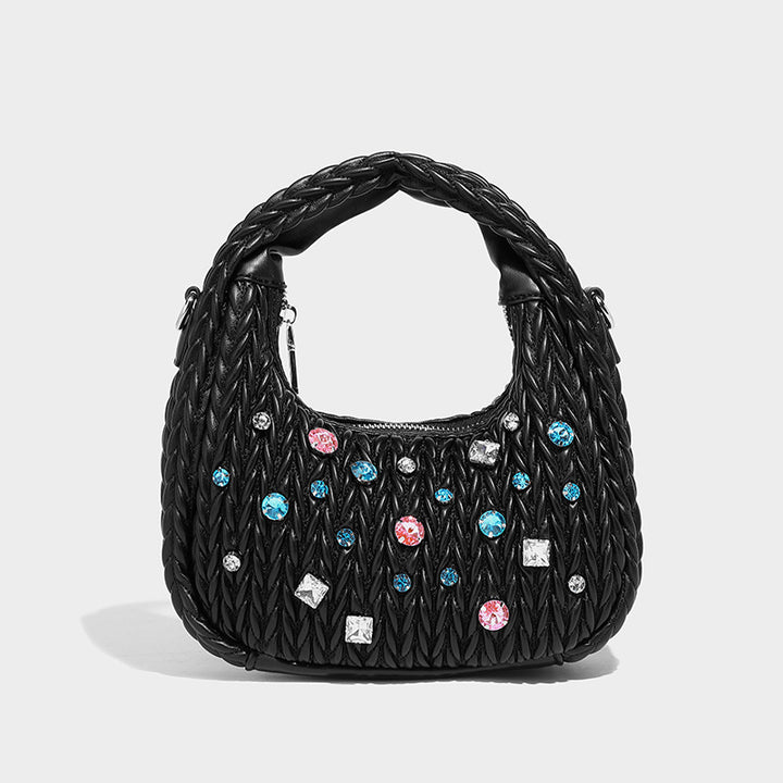 Niche design pleated cloud bag diamond handbag
